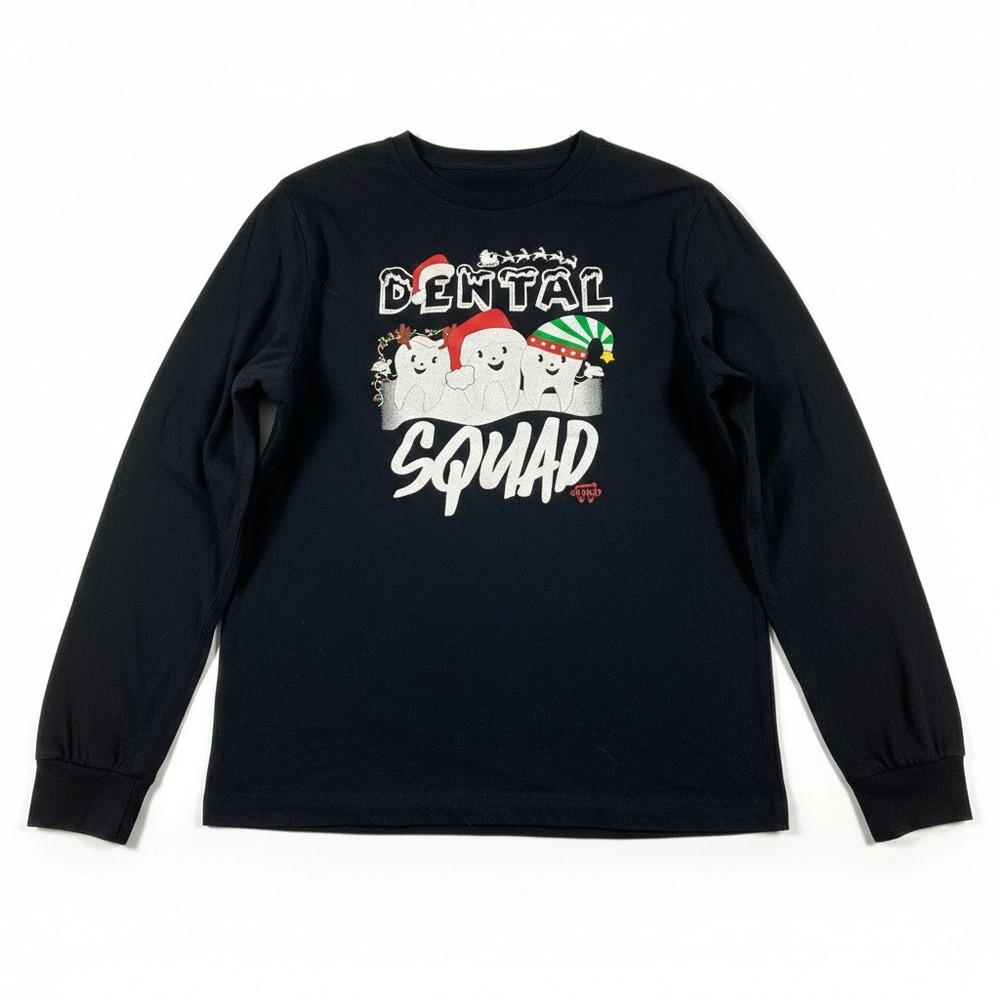 Bella Canvas Dental Squad Christmas Graphic Print Long Sleeve Shirt Womens Small